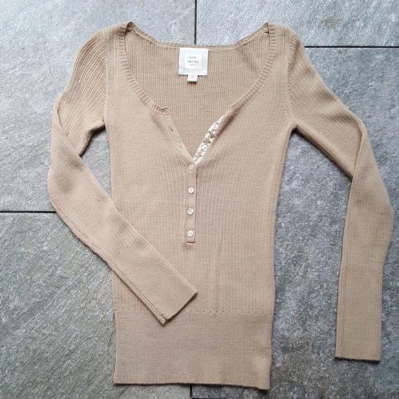 Old Navy Button Up Tan Sweater - Picture 1 of 7